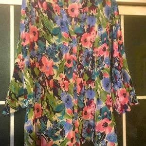 Multi color button down blouse.